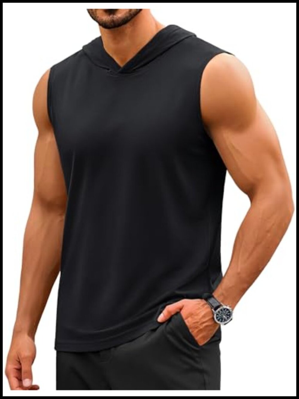 Men's Sleeveless Hoodie Tank Top UPF 50+ Moisture Wicking Gym Workout
